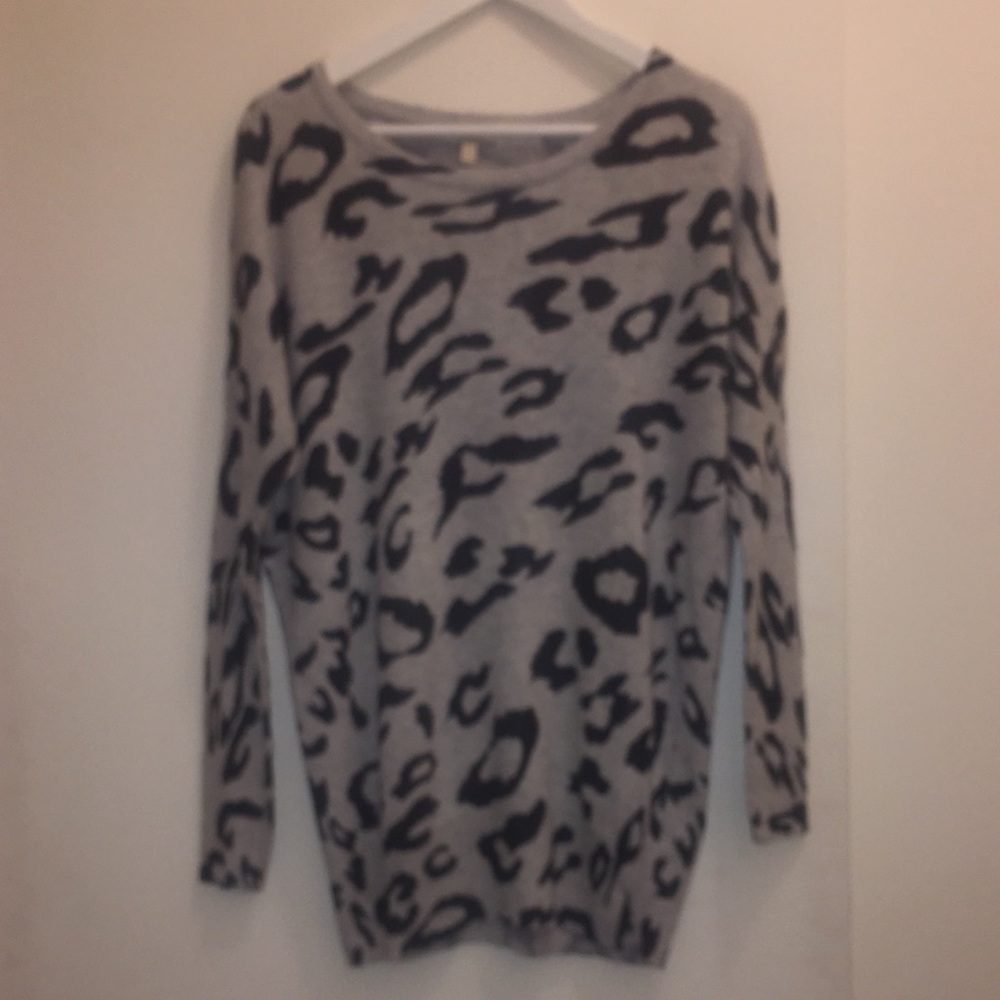 Grey Leopard Sweater